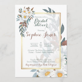 Daisies White Floral Gold Bridal Dusche Einladung