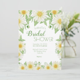 Daisies White Yellow Floral Script Brautparty I Einladung