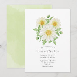 Daisies White Yellow Floral Script Wedding Einladu Einladung