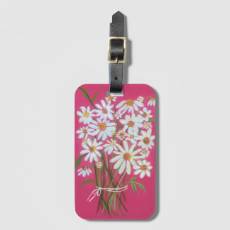 Daisies Wildblume Bouquet Wasserfarbe Rosa Gepäckanhänger