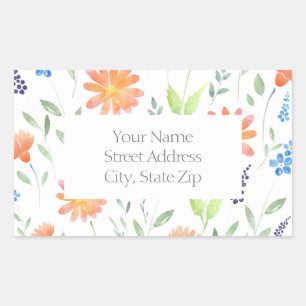 Daisies Wildblumen Wasserfarbe Blume Motif Rechteckiger Aufkleber