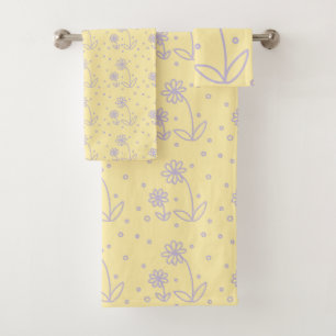 Daisis and Dots 2 - Pastellgelb und Lila Badhandtuch Set