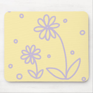 Daisis and Dots 2 - Pastellgelb und Lila Mousepad