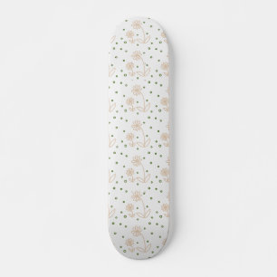 Daisis and Dots 2 - White, Sand und Palm Green Skateboard