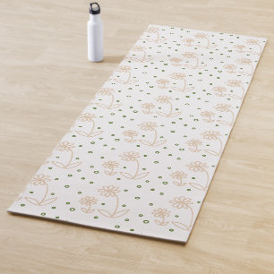 Daisis and Dots 2 - White, Sand und Palm Green Yogamatte