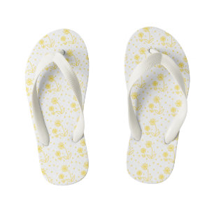 Daisis and Dots 2 - Zitronengelb und Weiß Kinderbadesandalen