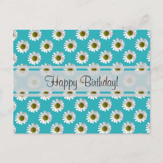 Daisis auf himmelblau Happy Birthday! Postkarte (Vorderseite)
