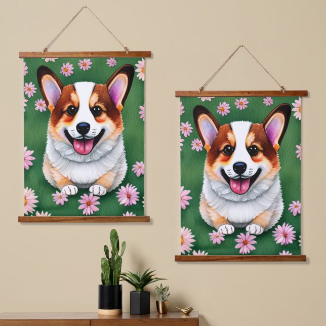 Daisis et Tapisserie de Corgi (Asymétrique)