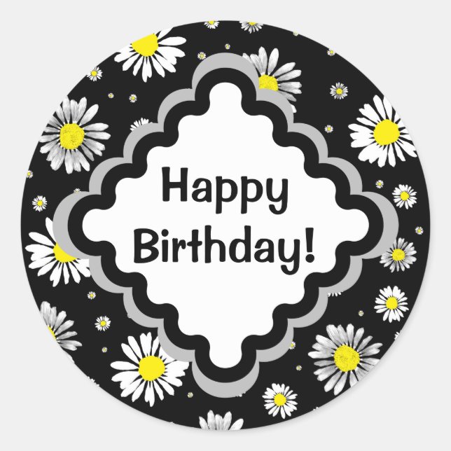 Daisis - Happy Birthday Round Sticker (Vorderseite)