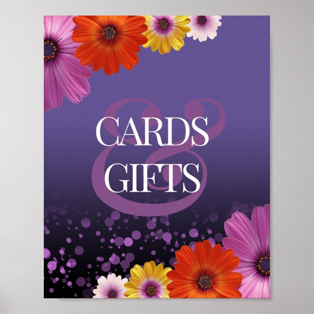 Daisis Lila Glitzer Hochzeitskarte & Geschenkgutsc Poster (Vorne)