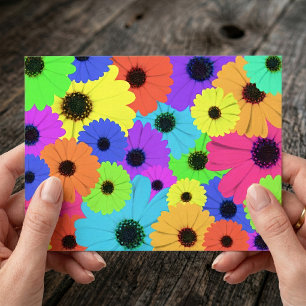 Daisis oder Marigolds farbenfrohe psychedelische M Postkarte