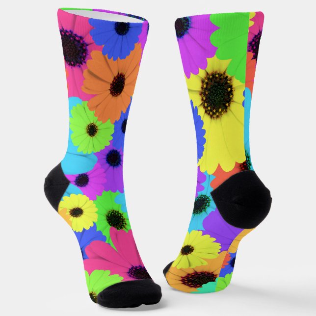 Daisis oder Marigolds farbenfrohe psychedelische M Socken (Gewinkelt)