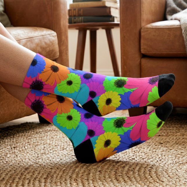Daisis oder Marigolds farbenfrohe psychedelische M Socken (Colorful Psychedelic Daisy Floral Pattern. Socks)