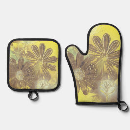 Daisis und Landelion Ofenhandschuh & Topflappen-Set