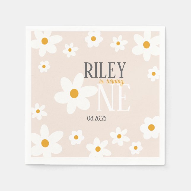 Daisy 1. Geburtstag Napkin Serviette (Vorderseite)