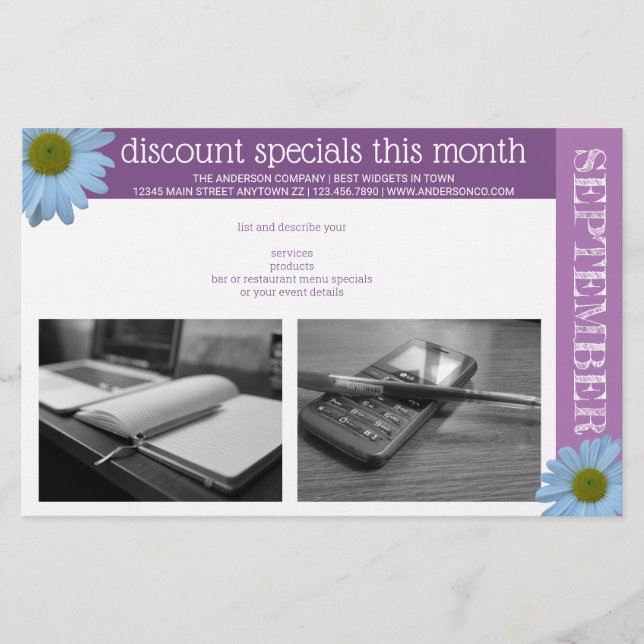 Daisy 1 Lila Lavendel Asymmetrisch 2 Foto Flyer (Vorne)