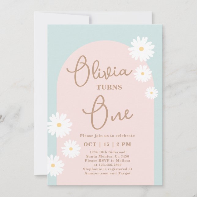 Daisy 1er anniversaire Invitation (Devant)
