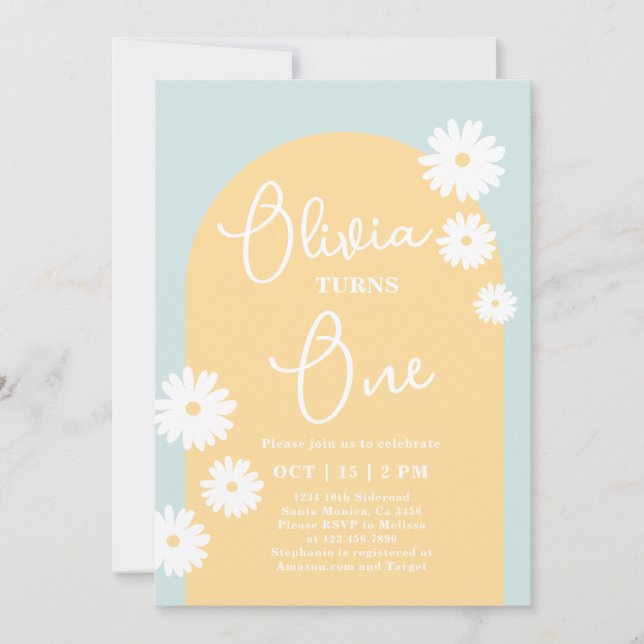 Daisy 1er Anniversaire Invitation fille (Devant)