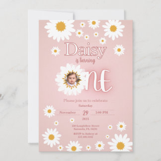 Daisy 1er Anniversaire Photo Invitation