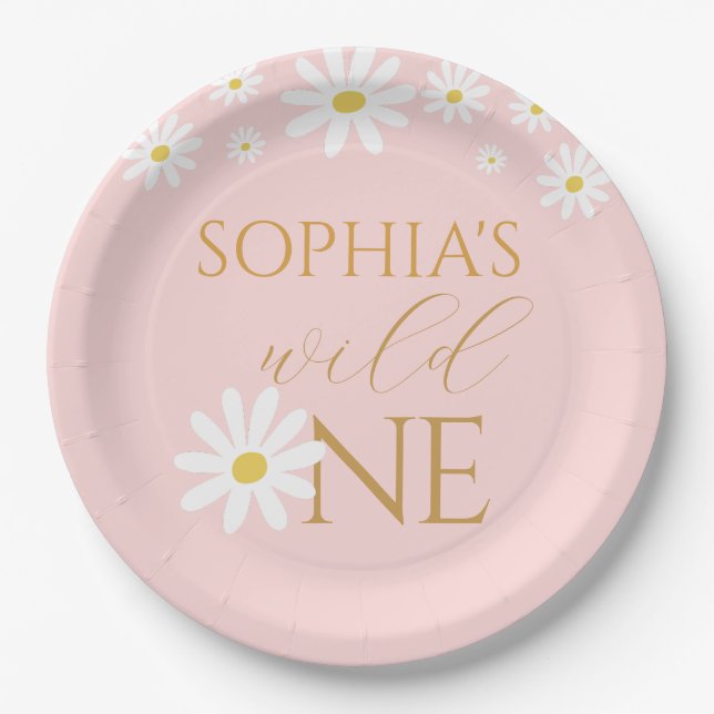 Daisy 1st Birthday Wild One Wildflower Birthday Pappteller (Vorderseite)
