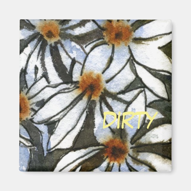 "Daisy #2" Dirty Dishwasher Status Floral Magnet (Vorne)