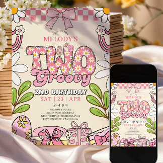 Daisy 2. Geburtstag Retro 2. Geburtstagseinladung Einladung