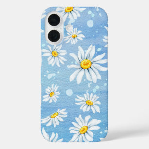 Daisy Abstrakt auf Blue iPhone 16 Hülle