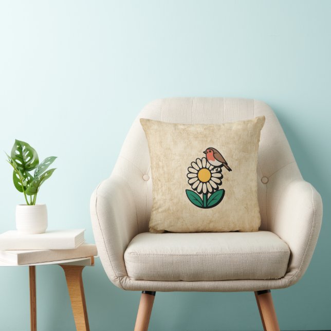 Daisy and Bird Design Kissen (Stuhl )