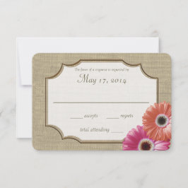 Daisy and Burlap Coral and Pink Reply RSVP Karte