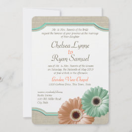 Daisy and Burlap Mint and Peach Einladung