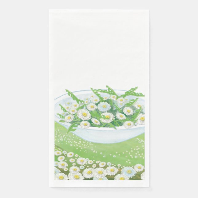 Daisy and Dandelion Spring Salad Illustration Serviette (Vorderseite)