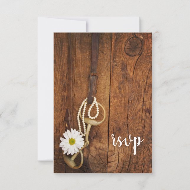 Daisy and Horse Bit Western Wedding RSVP Card Karte (Vorderseite)