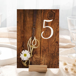 Daisy and Horse Bit Western Wedding Table Numbers Tischnummer