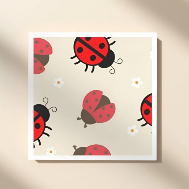 Daisy and Ladybug Birthday Party  Serviette (ladybug party napkins, ladybug birthday napkins, little ladybug party, ladybug party supplies, bug t)