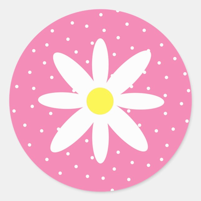 Daisy and Polka Dots Runder Aufkleber (Vorderseite)