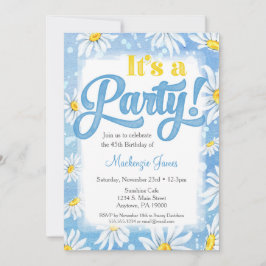 Daisy Anniversaire Invitation Bleu Jaune Floral