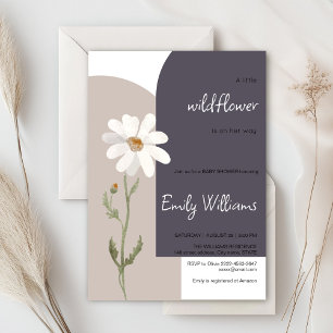 Daisy Aquarell minimalistische Babydusche Einladung
