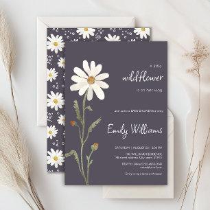 Daisy Aquarell minimalistische Babydusche Einladung