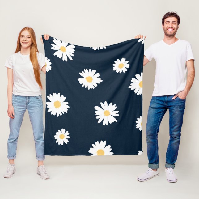 Daisy auf blauem Muster Fleecedecke (Beispiel)