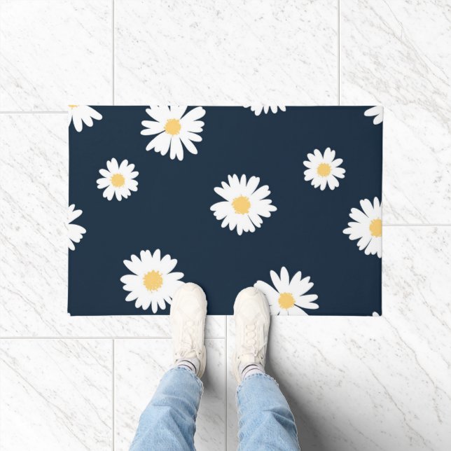Daisy auf blauem Muster Fußmatte (Indoor)