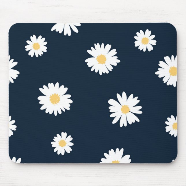 Daisy auf blauem Muster Mousepad (Vorne)