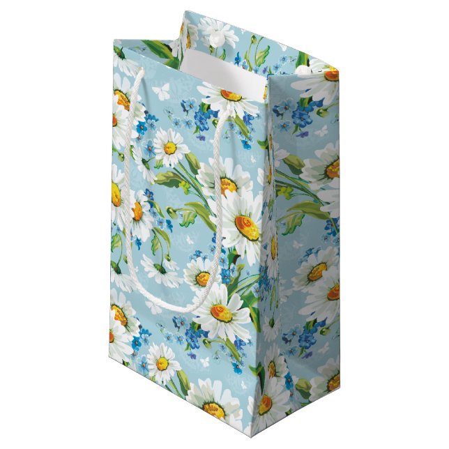 Daisy auf Blue Gift Bag Kleine Geschenktüte (Vorderseite Schrägansicht)
