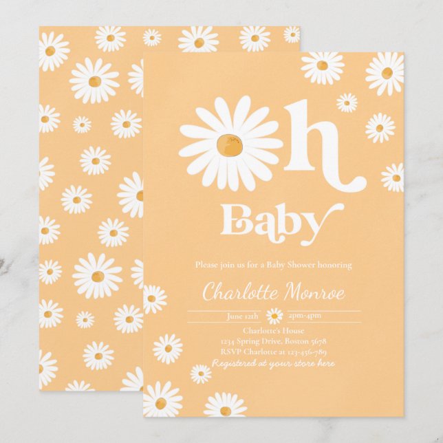 Daisy Baby Dusche Bohemisch floral Chic Baby Dusch Einladung (Vorne/Hinten)