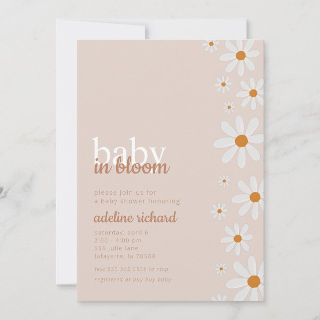 Daisy Baby in Bloom Baby Shower Party Einladung (Vorderseite)