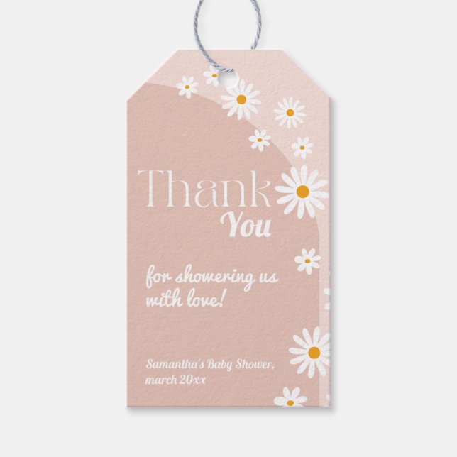 Daisy Baby in bloom Boho Girl Baby Dusche Danke Geschenkanhänger (Vorderseite)