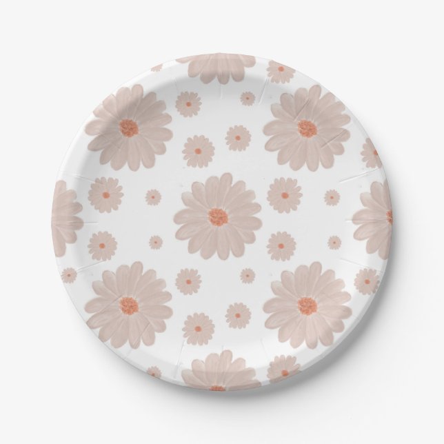 Daisy Baby in Bloom Floral Baby Shower Party Pappteller (Vorderseite)