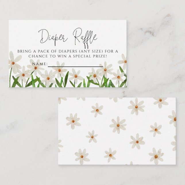 Daisy Baby Shower Diaper Raffle Ticket Begleitkarte (Vorne/Hinten)