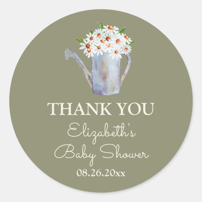Daisy Baby Shower Vielen Dank Runder Aufkleber (Vorderseite)