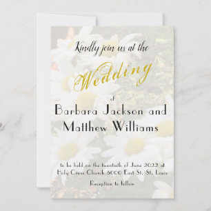 Daisy Background Fflügling Yellow Script Wedding Einladung