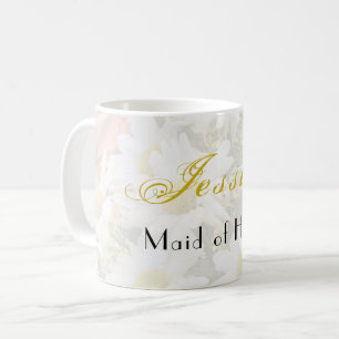Daisy Background Gelb und Grau Bridesmaid Kaffeetasse